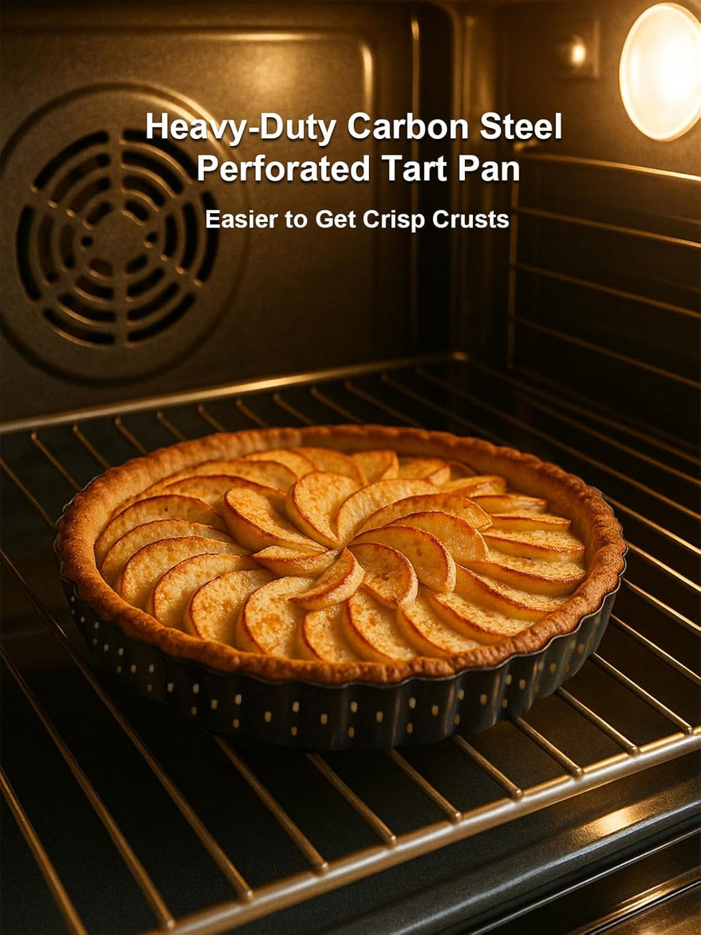 9 Inch Perforated Tart Pan for Crispy Crust w/Pie Cake Server. Removable Bottom, Non-Stick Coating, Rugged Carbon Steel for Tart Quiche Baking. Gift for Women Christmas Thanksgiving Party