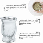 LA FEE Yerba Mate Natural Gourd/Tea Cup Set Brown (Original Traditional Mate Cup - 8 Ounces)，Includes Yerba Mate Straw & Cleaning Brush，Stainless Steel | Double-Walled | Easy to Clean (White)