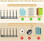 Cutting Board Organizer and Baking Sheet Rack, [2-Pack] Black Heavy Duty Metal Cookie Sheet Organizer for Cutting Board Storage & Plate Holder for Cabinet, Tray Dividers for Cabinets