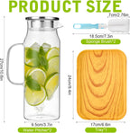 2 Pack 2L/68 oz Glass Pitcher with Lid and Handle,Square Water Pitchers for Fridge, Leak-Proof Spout,Large Ice Tea Jug for Hot/Cold Drinks, Ideal for Cold Brew, Juice, Iced Tea