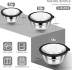 HaWare Mixing Bowls with Airtight Clear Lids, 6-Piece Stainless Steel Strong Nesting Bowls Set, Metal Salad Bowl for Cooking, Prepping, Baking, Serving & Food Storage, Size 4.6, 3, 1.5QT, Black