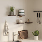 Square Floating Shelves for Wall, 8" W x 8" D x 1.2" H, Small Wooden Wall Mounted Display Shelves with Invisible Brackets for Living Room, Bedroom, Bathroom, Kitchen Decor, Set of 4, Walnut