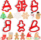 Christmas Cookie Cutters, 6 Pcs Winter Holiday Cookie Cutter Set, Stainless Steel Cookie Molds with Comfort Grip - Christmas Stocking, Snowman, Christmas Tree, Gingerbread Man, Santa Hat, Snowflake