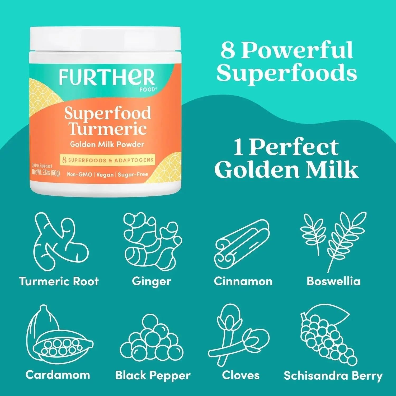 Best Turmeric Golden Milk Organic Turmeric Powder, Cinnamon Ginger & Black Pepper Maximum Absorption, Joint Pain, Gut Health, Sugar-Free, Vegan, Keto (30 Servings)