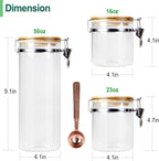 Urban Green Borosilicate Glass Storage Jars with Airtight Locking Clamp Lids, Airtight Canister Set，Coffee Set of 3 with Spoon (50oz, 24oz, 18oz), Storage Containers with Bamboo Lid