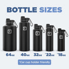 IRON °FLASK Camping & Hiking Hydration Flask with 3 Lids - Stainless Steel, Double Walled & Vacuum Insulated Water Bottle - Leak Proof & BPA Free (Dark Night, Spout - 32 oz)