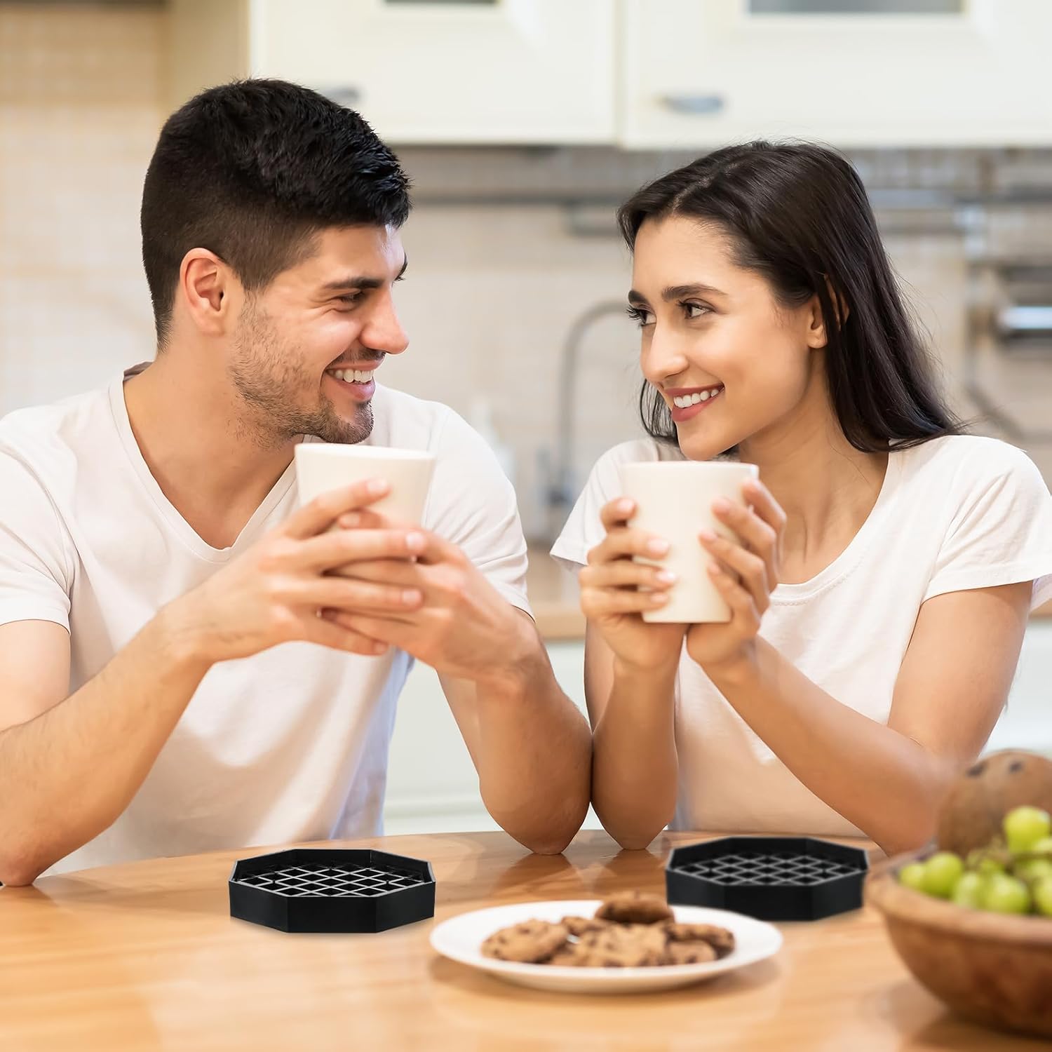 2 Pcs Coffeecountertop Octagon Driptrays, Coffee Drips Tray, 4" Drip Trays, Black Plastic Drips Tray Coaster with Honeycomb Grid for Coffee Station or Kitchen Drink Tea Wine Spill Protection