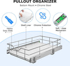 WelFurGeer Soft Close Slide Out Cabinet Shelf, 20" W x 22" D Pull Out Drawers for Kitchen Cabinets, Kitchen Shelf Organizer, Cupboard Organizers and Storage, Under Cabinet Pull Out Shelves