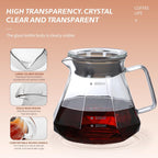 Glass Coffee Server for Drip Coffee Maker, Standard Glass Coffee Carafe, Coffee Pot with Lid, Clear, 03 800ml(27oz)