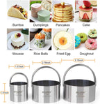 HULISEN Biscuit Cutter Set (3 Pieces/Set), Stainless Steel Round Cookies Cutter with Handle, Professional Baking Dough Tools, Gift Package