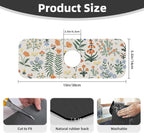 2Pcs Dish Drying Mats Faucet Mats Sets Large Size Coffee Mats Sink Faucet Mat Splash Guard for Kitchen Counter Bathroom Sink Coffee Bar Kitchen Decor (Wildflowers 2, 18"x24" 15" x 5.5"Set)