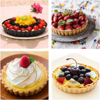 Beasea 6 Inch Tart Pan, 4pcs Small Pie Pans Removable Bottom Mini Tart Pans Non Stick Pie Pan, Loose Bottom Fluted Tart Pan Round Instant Pot Quiche Pan for Oven Baking