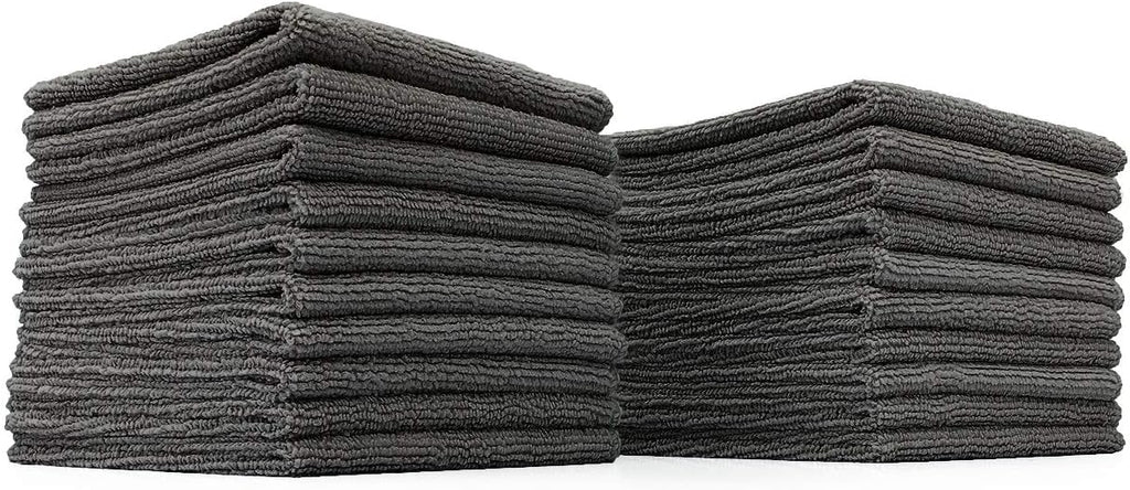 The Rag Company - All-Purpose Microfiber Terry Cleaning Towels - Commercial Grade, Highly Absorbent, Lint-Free, Streak-Free, Kitchens, Bathrooms, Offices, 300gsm, 10in x 10in, Grey (20-Pack)