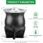 Ceramic Liner Yerba Mate Cup Argentina Gourd with Mate Bombilla Straw, Cleaning Brush (Black)