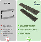 24" Acacia Chevron Floating Shelves Set of 2 - Wall Mounted Wooden Shelf for Stylish Home Décor - Mocha Color - 24x6.7x1.5 Inches