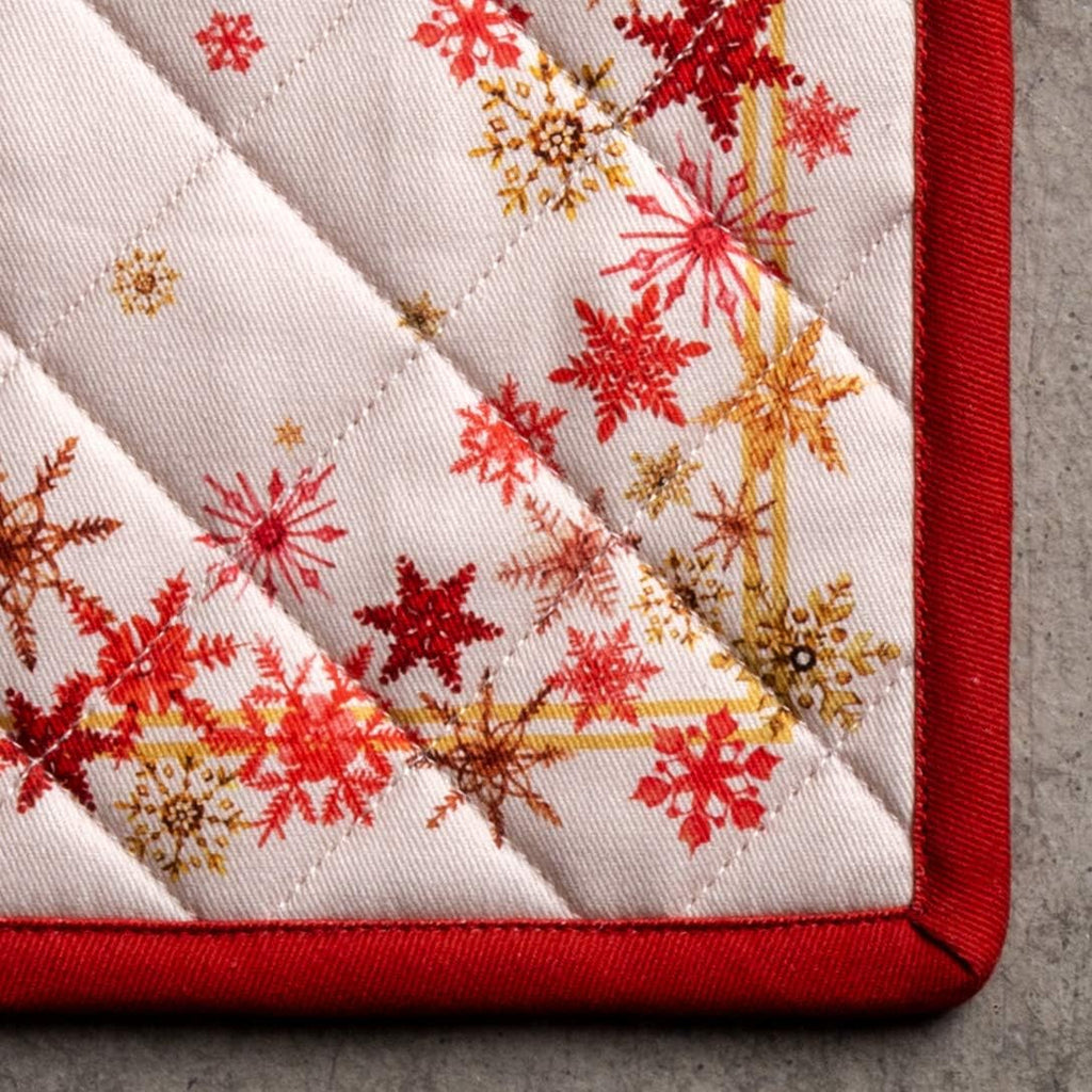 Maison d' Hermine Pot Holders 100% Cotton Heat Resistant Potholders 8" x 8" Hot Pads with Loop BBQ, Cooking, Baking, Grilling, Kitchen, Handling Hot Pans (Pack of 1, Crystal Star)