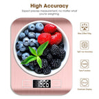 Mik-Nana Food Scale Pink, 10kg/22lb Digital Kitchen Scale Weight Grams and Oz for Baking and Cooking, 1g/0.1oz Precise Graduation, Easy Clean Stainless Steel