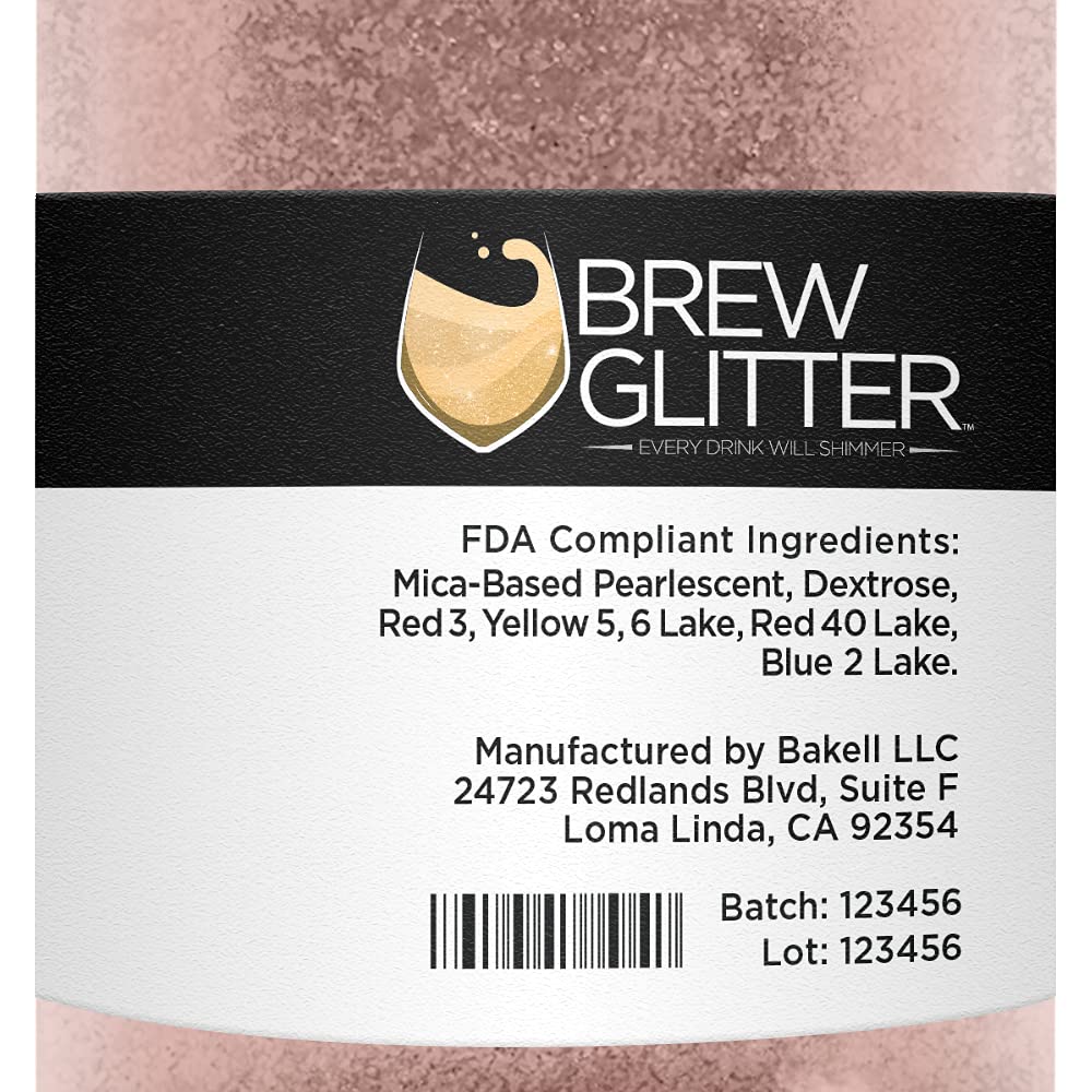 Rose Gold BREW GLITTER Edible Glitter For Drinks, Cocktails, Beer, Garnish Glitter & Beverages | KOSHER & HALAL Certified | 100% Edible & Food Grade | Vegan, Gluten, Nut Free (25g, Rose Gold)