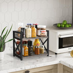 YINMIT Countertop Shelf Organizer,Coffee Bar Accessories,Spice Rack,Coffee Counter Shelf,2 Tier Coffee Organizer Station for Mugs,Cups,Cream,Syrup(Rusti Grey, Small)