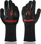 WEEDABEST Hot BBQ Gloves Heat Resistant Kitchen Oven Mitts Professional Long Heat Resistant Cooking Gloves for Grill,Grilling,Smoker,Barbeque,13.5 inch-Black