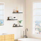 Floating Shelves Set of 3, Black Wood Wall Mounted Shelf 16" for Kitchen, Living Room, Bedroom, Bathroom Storage, Book Shelf, Home Decor, Frame Display