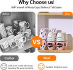 Mug Stacker & Storage Organizer – Expandable, Stackable Cup Holder for Kitchen Cabinet or Pantry – Space-Saving Solution for Tea Cups & Coffee Mugs (6Pcs Black)