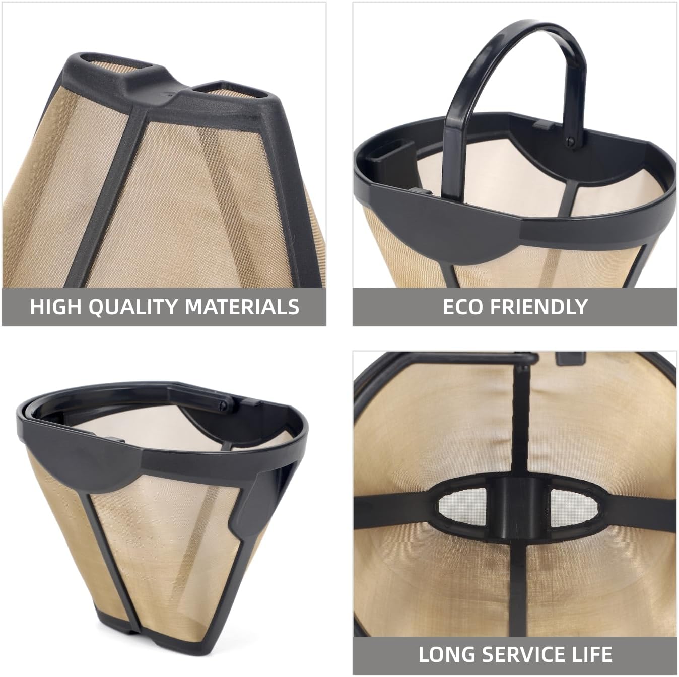 Coffee Permanent Filter for Ninja CFP Dual Brew Models, Reusable Gold Tone Coffee Filter Basket Compatible with Ninja Coffee Makers CFP201 CFP300 CFP301 CFP305 CFP307 (1 Pack)