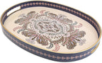 Oval Plastic Serving Tray with Handles, Elegant Decorative Tray for Coffee Table, Ottoman, Living Room, Kitchen, Outdoor Use. 10"*16"*1.4" B