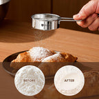 1/2 Flour Sifter, Sifter for Baking, Sifter for Enamels Fine Mesh Food-Grade Stainless Steel Vintage One-Hand Sifter Non-Rust Sifter used for Rapid Screening of Flour Apricot Flour Sugar Powder