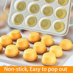 SOV Silicone Muffin Pan for Baking with Metal Reinforced Frame, Non-Stick 12 Cups Muffin Pan for Muffin Cakes, Tart, Bread,Cupcake Baking Pan Molds, Oven & Dishwasher Safe, 2 packs (white-D)