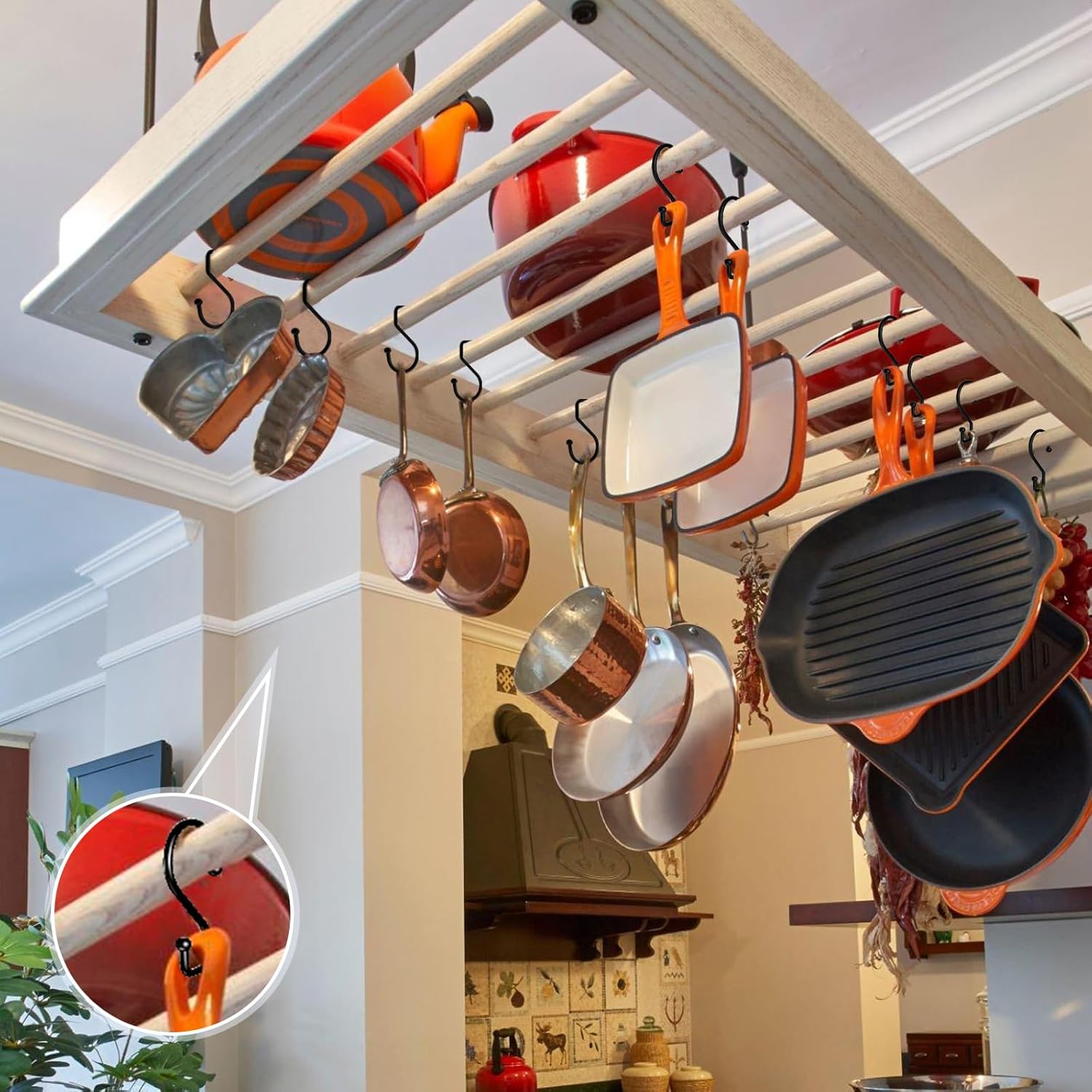 S Hooks, Small Metal S Hanging Hooks with 2 Shapes, Reversible, Heavy Duty, 3 Inch, Black, 12 Pcs