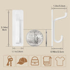 12 Pack Wall Hooks for Coat and Towel: 13LB Adhesive Door Hanger Stick on, White