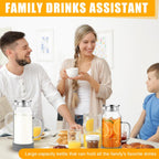 Honeydak 2 Pack Glass Pitcher with Lid, 68 oz 2 Liter Water Pitcher with Silicone Base, Spout and Handle Large Ice Tea Carafe for Fridge, Anti-slip Glass Water Jug for Drinks Tea Coffee Milk Beverage