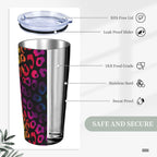 Leopard Print Tumbler with Lid and Straw 20oz Coffee Tumblers Leakproof Stainless Steel Travel Mug Vacuum Insulated Cup for Iced and Hot