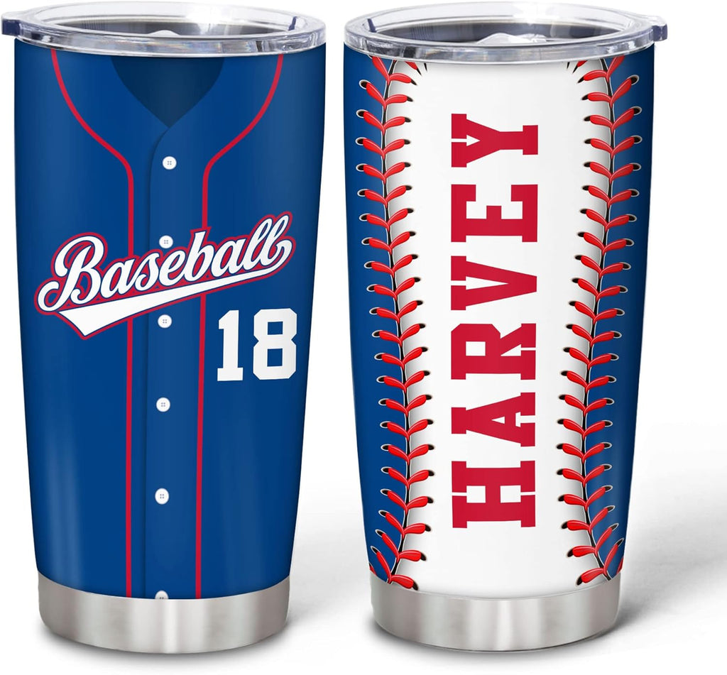 Hyturtle Personalized Baseball Tumbler Baseball Players Design Stainless Steel Double Walled Vacuum Insulated Tumblers 20oz30oz Coffee Travel Mug Cup Christmas Gift For Men Boys Friends Dad Sports Fan