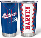 Hyturtle Personalized Baseball Tumbler Baseball Players Design Stainless Steel Double Walled Vacuum Insulated Tumblers 20oz30oz Coffee Travel Mug Cup Christmas Gift For Men Boys Friends Dad Sports Fan