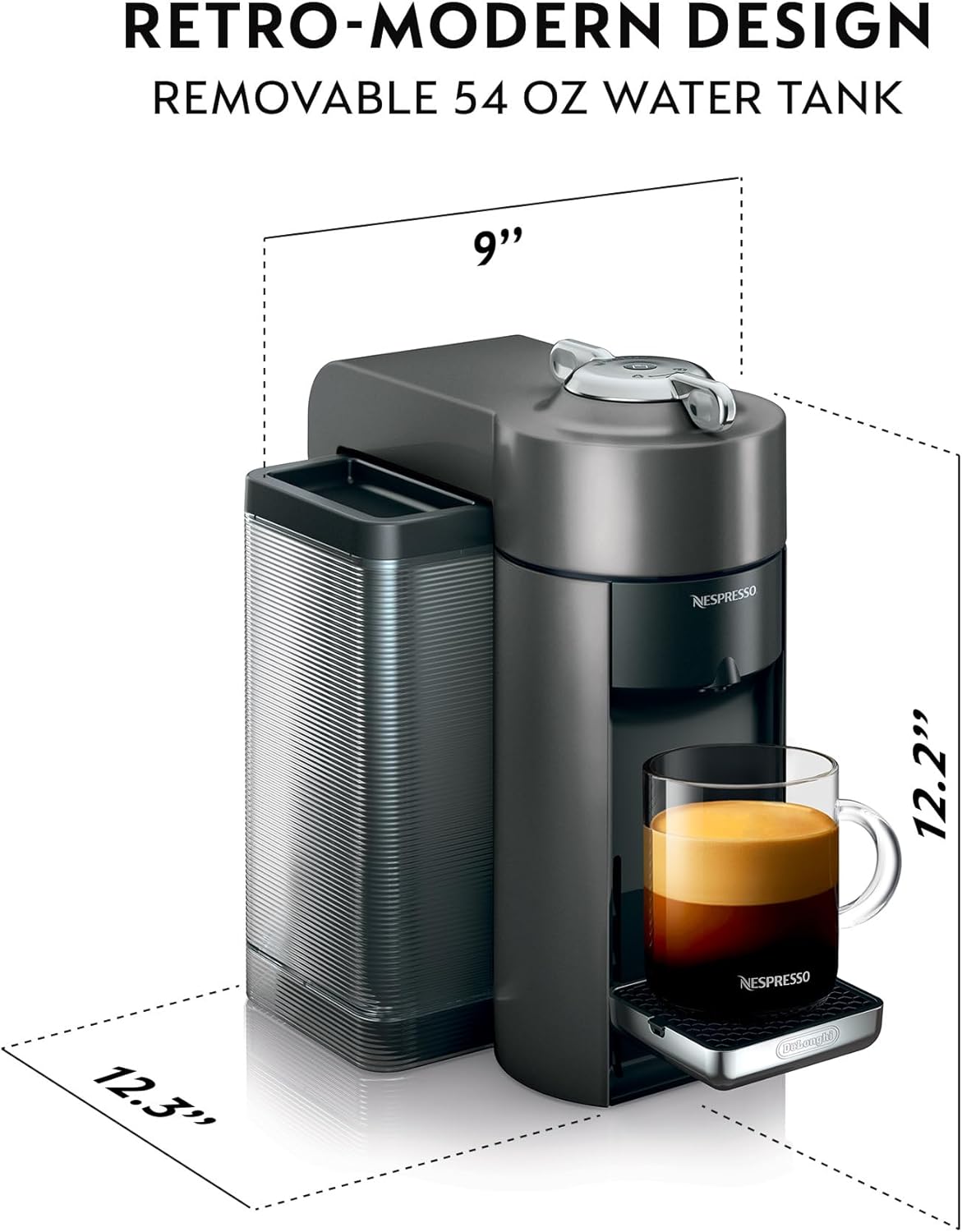 Nespresso Vertuo Coffee and Espresso Maker by De'Longhi, Graphite Metal