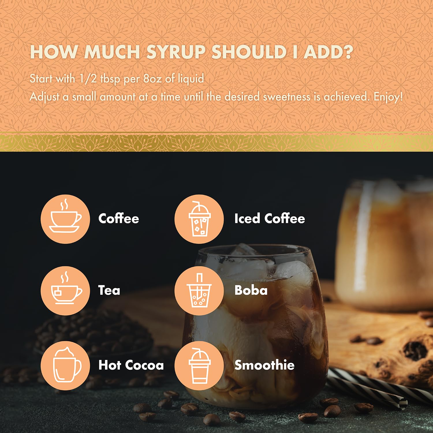 ChocZero Peach Syrup – Sugar Free Flavoring Syrup for Coffee, Tea & Cocktails – Keto Friendly, Low Carb, No Sugar Alcohols, Vegan & Gluten Free – 25.4 Fluid Ounces