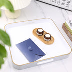 White Square Decorative Tray with Handles, 13"*13" Versatile Serving Tray for Coffee Table, Ottoman, Ideal for Serving, Displaying, Organizing