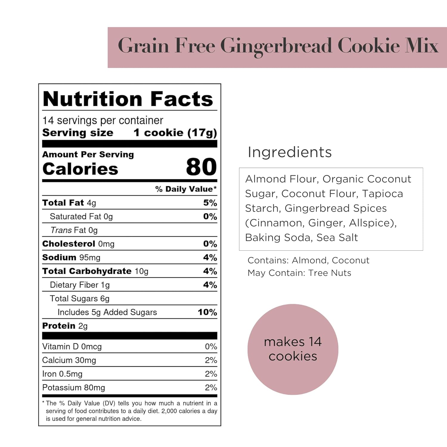 Stellar Eats Grain-Free Gingerbread Cookie Baking Mix | Gluten-Free, Dairy-Free, Plant-Based, Paleo-Friendly | Sweetened with Coconut Sugar | Almond Flour-Based | Non-GMO, Kosher | 8.5 oz | 1 Pack