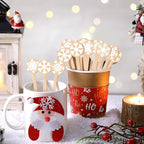 360 Pcs Christmas Snowflake Wooden Coffee Stirrer Disposable Wooden Cocktail Drink Stirrers Winter Christmas Stir Sticks Beverage Mixer for Coffee Milk Cocktail Tea Hot Drinks Party Supplies