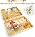 GOLD HONEY Bamboo Serving Tray with Handles Set of 2 - Decorative Wooden Tray for Living Room, Bathroom, Suitable for Used in Bedroom, Kitchen, Coffee Table, Outdoor and Storing - 17x13in, 16x12in