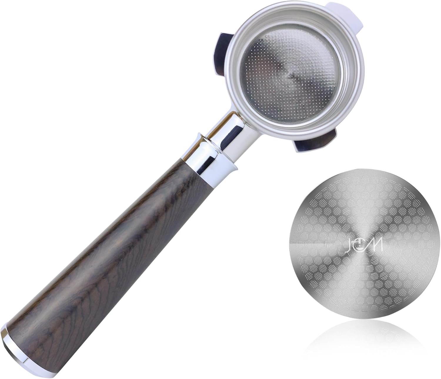 54mm Espresso Bottomless Portafilter 3 Ears Black Rosewood Handle – Fits 54mm Breville Espresso Machine – Includes Stainless Steel 18g Filter Basket & 53.35mm Espresso Puck Screen, 0.9mm 150μm