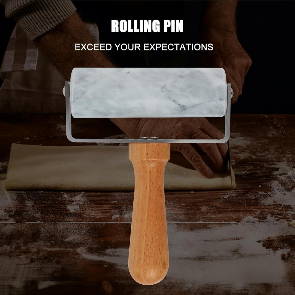 Smooth Surface Marble Rolling Pins for Baking,Dough Roller with T-Type,Pastry Roller Enhance Your Baking Skills,Non-Stick Surface,Versatile and Compact-for Home Bakers and Professional Chefs