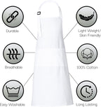 RAJRANG 100% Cotton Cooking Apron with 3 Pockets Kitchen Chef BBQ Adjustable Bib Aprons for Women Men