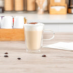 Restaurantware-Forma Professional 5.1 oz Double Wall Glass Mugs, 2 Insulated Coffee Mugs With Handle - Dishwashable, Reusable, Clear Glass Beverage Cups, Freezable, For Hot Or Cold Beverages