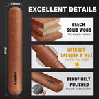 Walfos Mini Rolling Pin - Small Natural Wooden Rolling Pins, Baking Dough Roller for Pizza, Pie, Pasta, Bread, Pastry, No Coating (8inch)