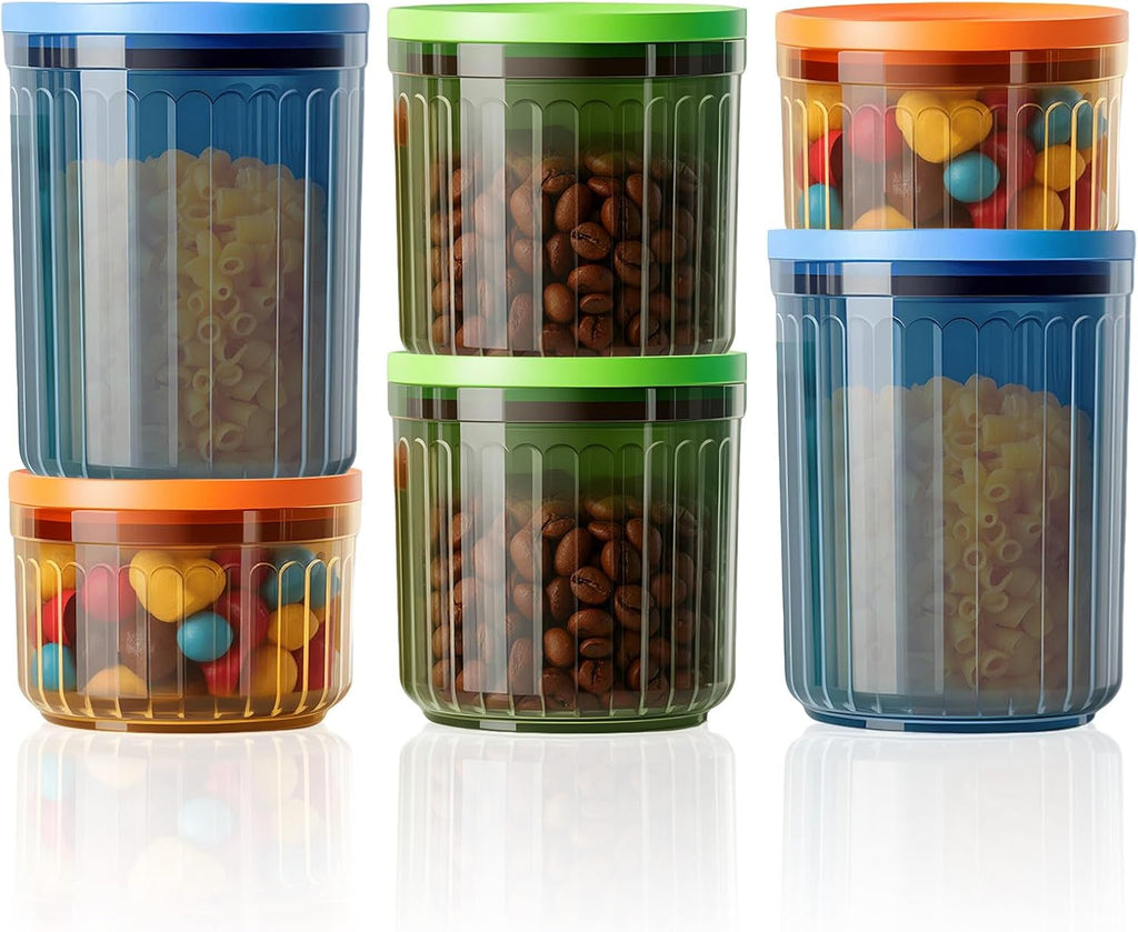 THKAILAR 6-Pack Airtight Food Storage Containers, Coffee-Tinted UV Blocking (10oz/17oz/24oz) for Kitchen Pantry Organization, Leakproof BPA-Free Snap-Lock Lids for Dry Food,Flour,Nuts,Grains,Coffee