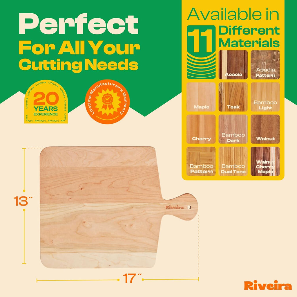 Riveira Cherry Wood Cutting Board – Gourmet Black Cherry Grandeur: 17 x 13 Wooden Cutting Board – Wooden Cutting Boards For Kitchen Decorative – Innovative Juice Grooves Cherry Wooden Chopping Board