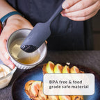 Elihome Chef Series 3 Piece Silicone Spatula Set - 600°F Heat Resistant Non Stick Rubber Kitchen Scraper Spatulas for Cooking, Baking, and Mixing – BPA Free and LFGB Certified Silicone (Grey)